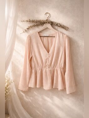 Vero Moda Aware Kiara V Neck Cinched Blouse Rose Medium NWT